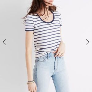 MADEWELL Recycled Cotton Ringer Tee in Harmon Stripe size Medium